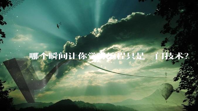 哪个瞬间让你觉得编程只是一门技术？