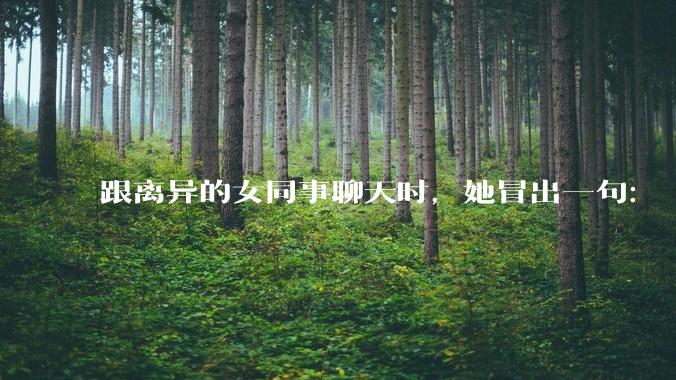 跟离异的女同事聊天时，她冒出一句：「你老婆还不如我，离了跟我过得了」，我该怎么回答？